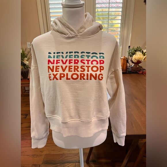 The North Face Gardenia White Never Stop Exploring Hoodie Women’s M Cozy Fleece - Picture 2 of 8